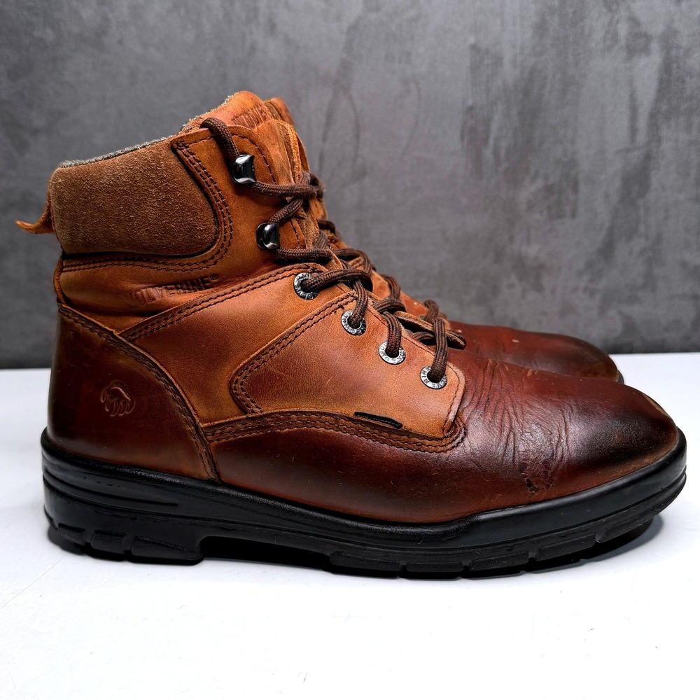 Wolverine Work Boots Mens 9 DuraShocks Brown Leather Lace Up Rugged Industrial